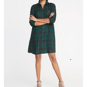 Black watch plaid unstructured dress.